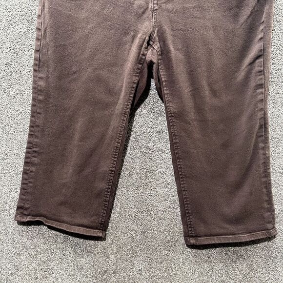 LL Bean Crop Jeans 14P Brown Mid‎ Rise Straight Stretch Denim Casual 5 Pocket - Picture 4 of 13